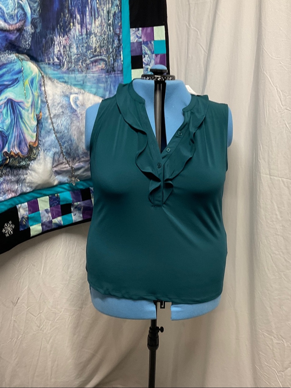 Ricki's Teal Sleeveless Ruffle V-Neck Camisole